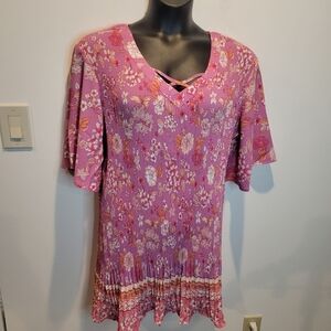 Avenue size 20 fairycore pink floral stretchy tunic top